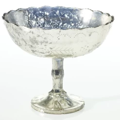 7”h X 8” Desiray Compote SILVER,GLASS (AD)
