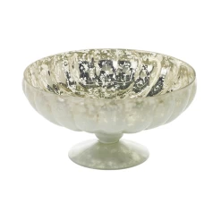 8.25"x 4”H CHIARA GLASS COMPOTE (AD)