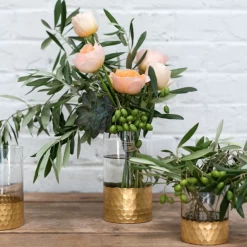 8”H X 3.75” GLASS WITH GOLD BOTTOM ELSA VASE -Home Decor Store accent decor 8h x 375 glass with gold bottom elsa 6