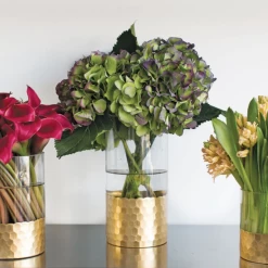 8”H X 3.75” GLASS WITH GOLD BOTTOM ELSA VASE -Home Decor Store accent decor 8h x 375 glass with gold bottom elsa 7