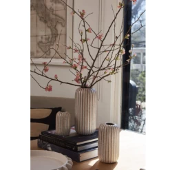 8”H X 4.25” OFF-WHITE CERAMIC FAULT LINE VASE -Home Decor Store accent decor 8h x 425 off white ceramic fault line 2