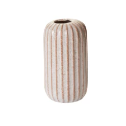 8”H X 4.25” OFF-WHITE CERAMIC FAULT LINE VASE