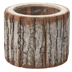 8"h X 9.75" WOOD PINEFROST POT