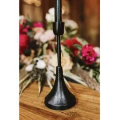 9"H X 3.75" BLACK METAL POET CANDLESTICK HOLDER 5 9"H X 3.75" BLACK METAL POET CANDLESTICK HOLDER -Home Decor Store accent decor 9h x 375 black metal poet candlestick 2