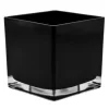 BLACK SQUARE GLASS VASE: 6""X6""OPEN,6""H