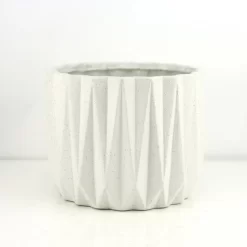H-6.5" D-8" WHITE GEOMETRIC ORGANIC PLANTERS