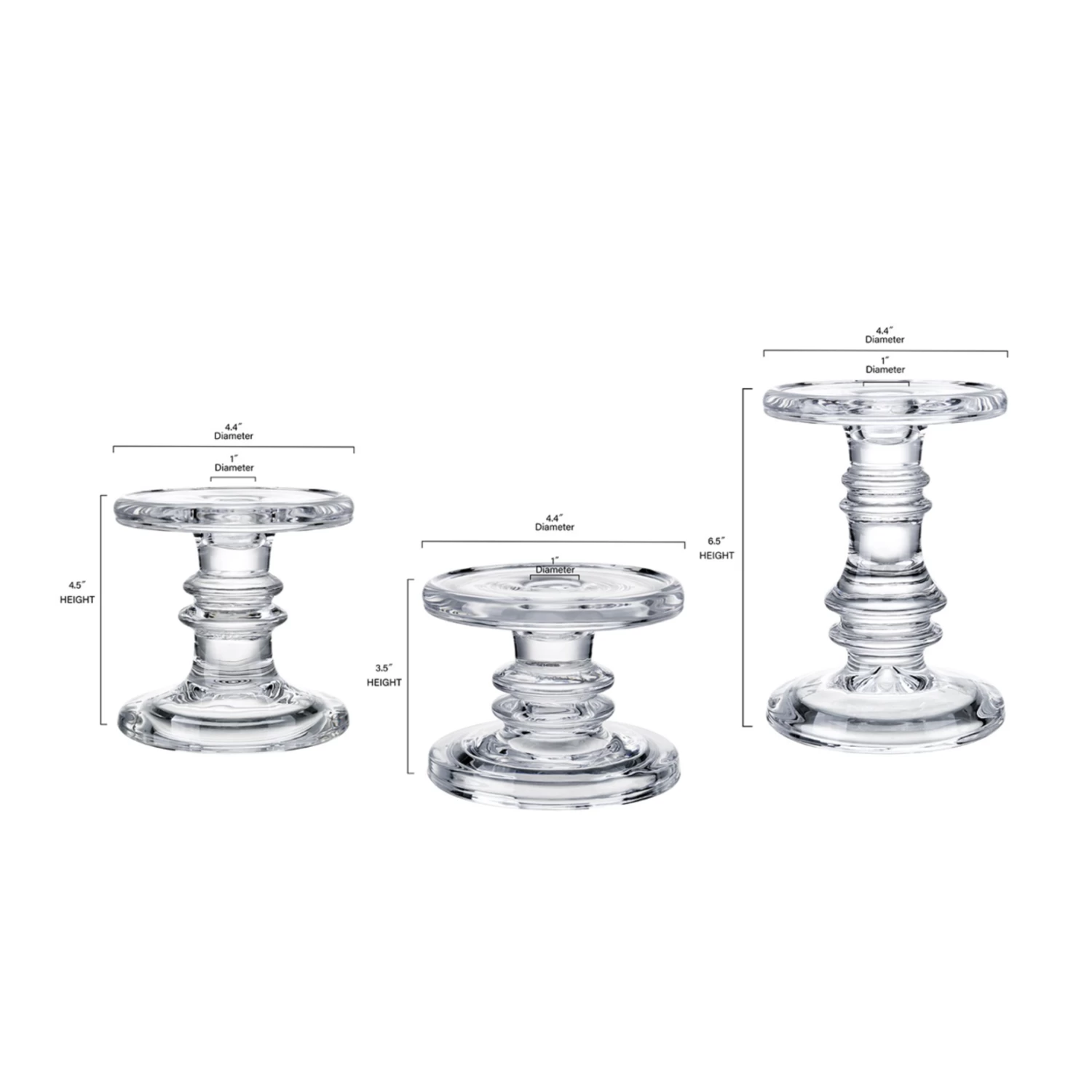 H3.5"/4.5"/6.5" D4.5" CANDLESTICK Sold By The Set 5 H3.5"/4.5"/6.5" D4.5" CANDLESTICK Sold By The Set - Image 5