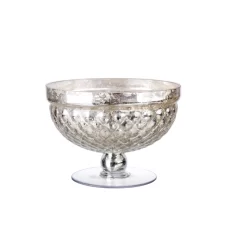 H:5.5โ D:8โ MERCURY SILVER GLASS LOW PEDESTAL COMPOTE
