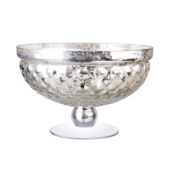 H:7.5" D:12 MERCURY SILVER GLASS LOW PEDESTAL COMPOTE