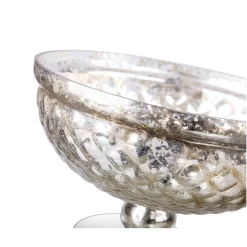 H:7.5" D:12 MERCURY SILVER GLASS LOW PEDESTAL COMPOTE -Home Decor Store h75 d12 mercury silver glass low pedestal compote 3