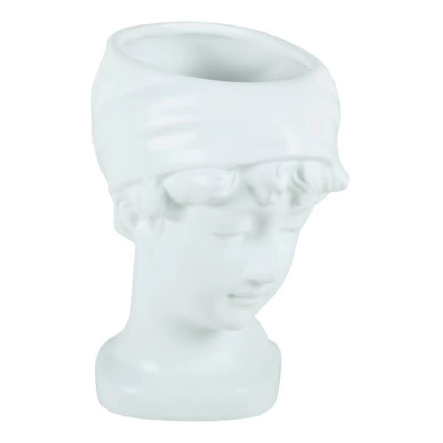 MATTE WHITE WOMAN’S STONE HEAD 8’’H X 6.5" X 5.25" (4" OPENING) 1 MATTE WHITE WOMAN’S STONE HEAD 8’’H X 6.5" X 5.25" (4" OPENING)