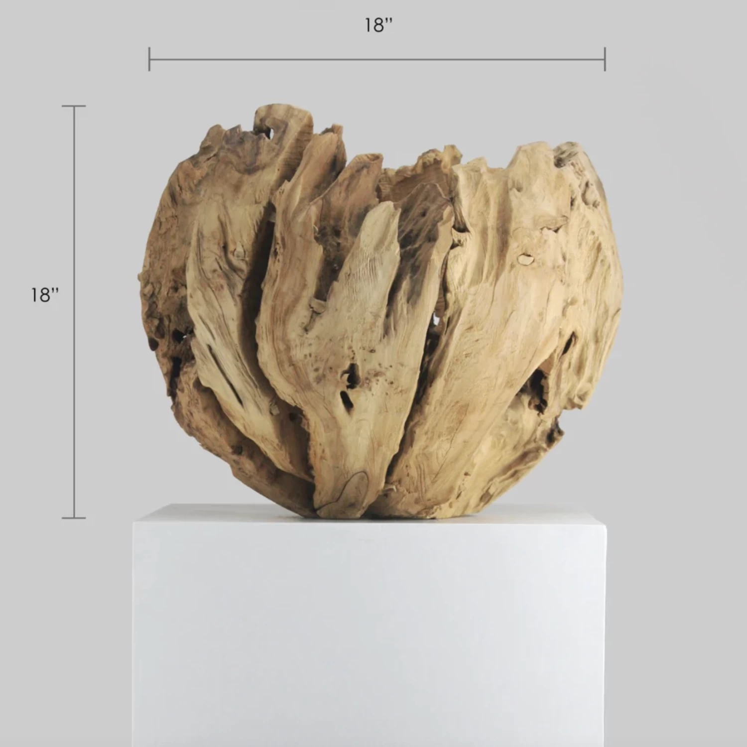 Natural Wood Pot H-16"" XD-18"" 2 Natural Wood Pot H-16"" XD-18"" - Image 2