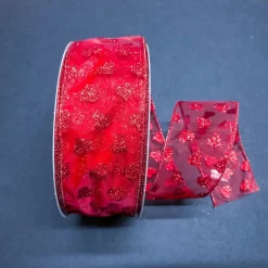 RED SHR/RED GLIT HEARTS #40, 50 YDS