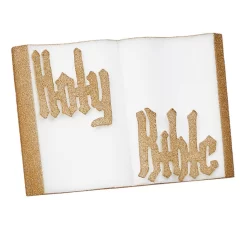 STYROFOAM BIBLE 18 X 12 X 2ββ WHITE W GOLD EDGE AND LETTERS