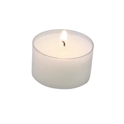 TEA LIGHTS WITH PLASTIC 5 HOURS (SOLD INNER BOX OF 125) MASTER CASE BRINGS 4 PACKS OF 125, TOTAL 500 IN MASTER CASE