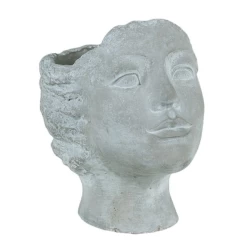 WHITE WASH CEMENT LADIES HEAD STONE HEAD 7.5"h X 6" (4" Opening)